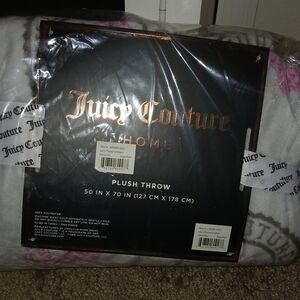 Juicy Couture Home Plush Throw with Pink and Black Accents